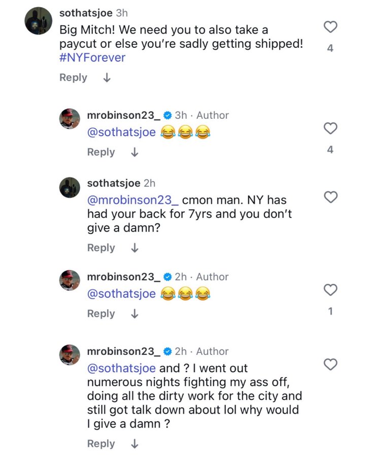 米切尔·罗宾逊怒怼让他降薪的球迷：我做了所有脏活累活还被瞧不起